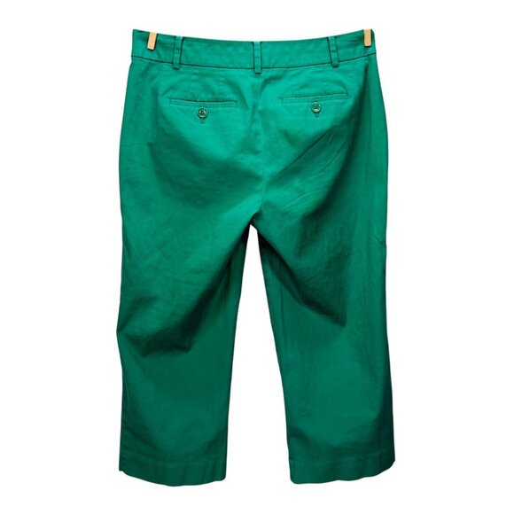Talbots Womens Chelsea Cropped Pants Green Stretch Twill Straight Leg Petite 4P - Picture 7 of 12